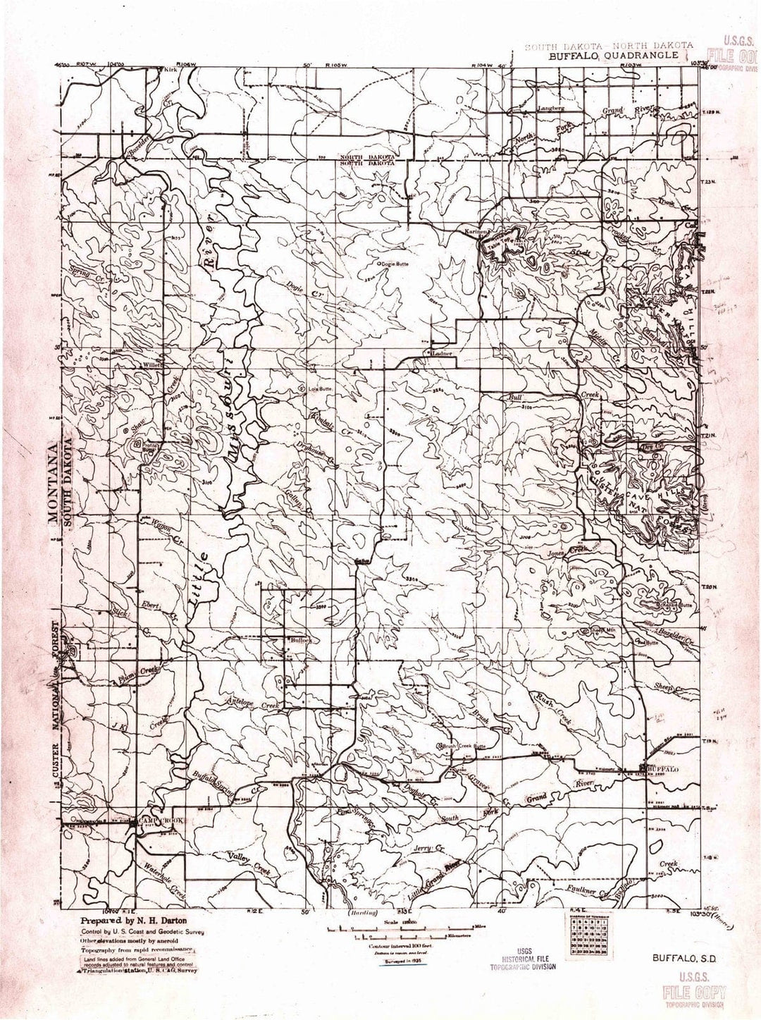 1935 Buffalo, SD - South Dakota - USGS Topographic Map