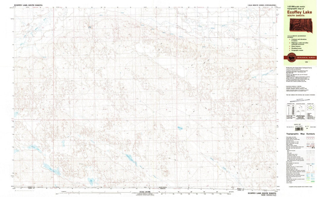 1981 Ecoffey Lake, SD - South Dakota - USGS Topographic Map