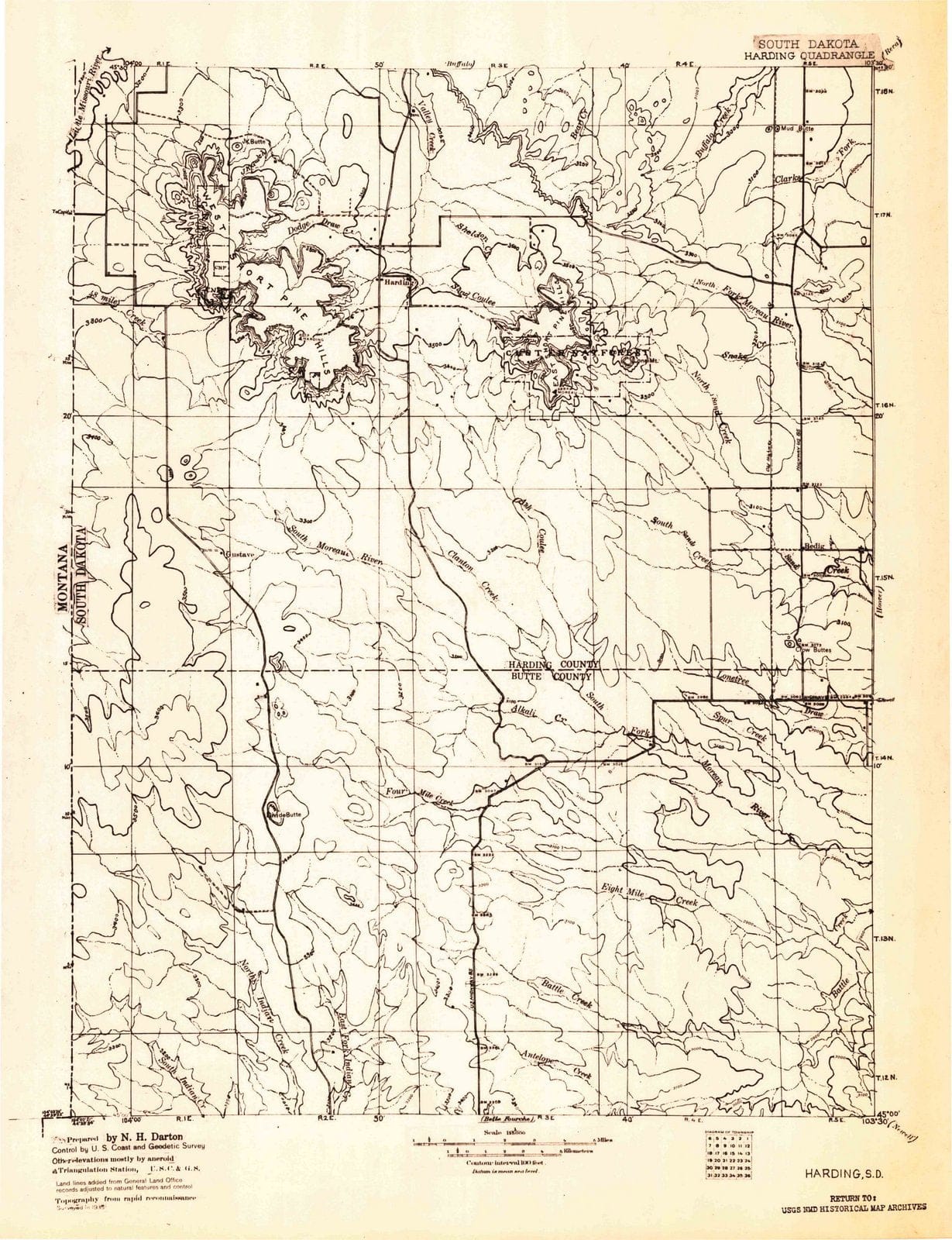 1935 Harding, SD - South Dakota - USGS Topographic Map