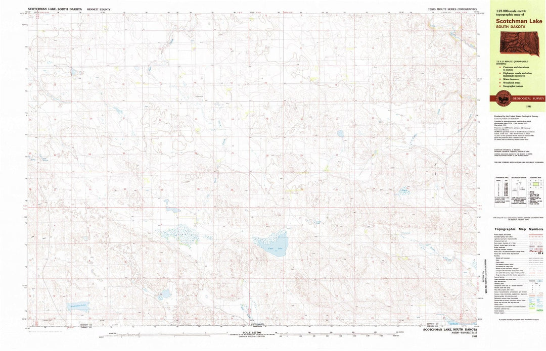 1981 Scotchman Lake, SD - South Dakota - USGS Topographic Map