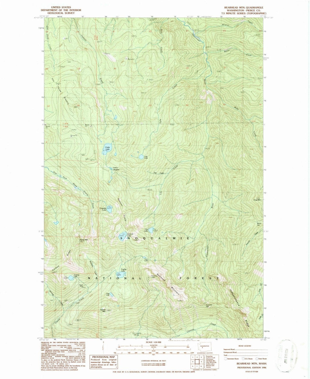 1986 Bearhead MTN, WA - Washington - USGS Topographic Map