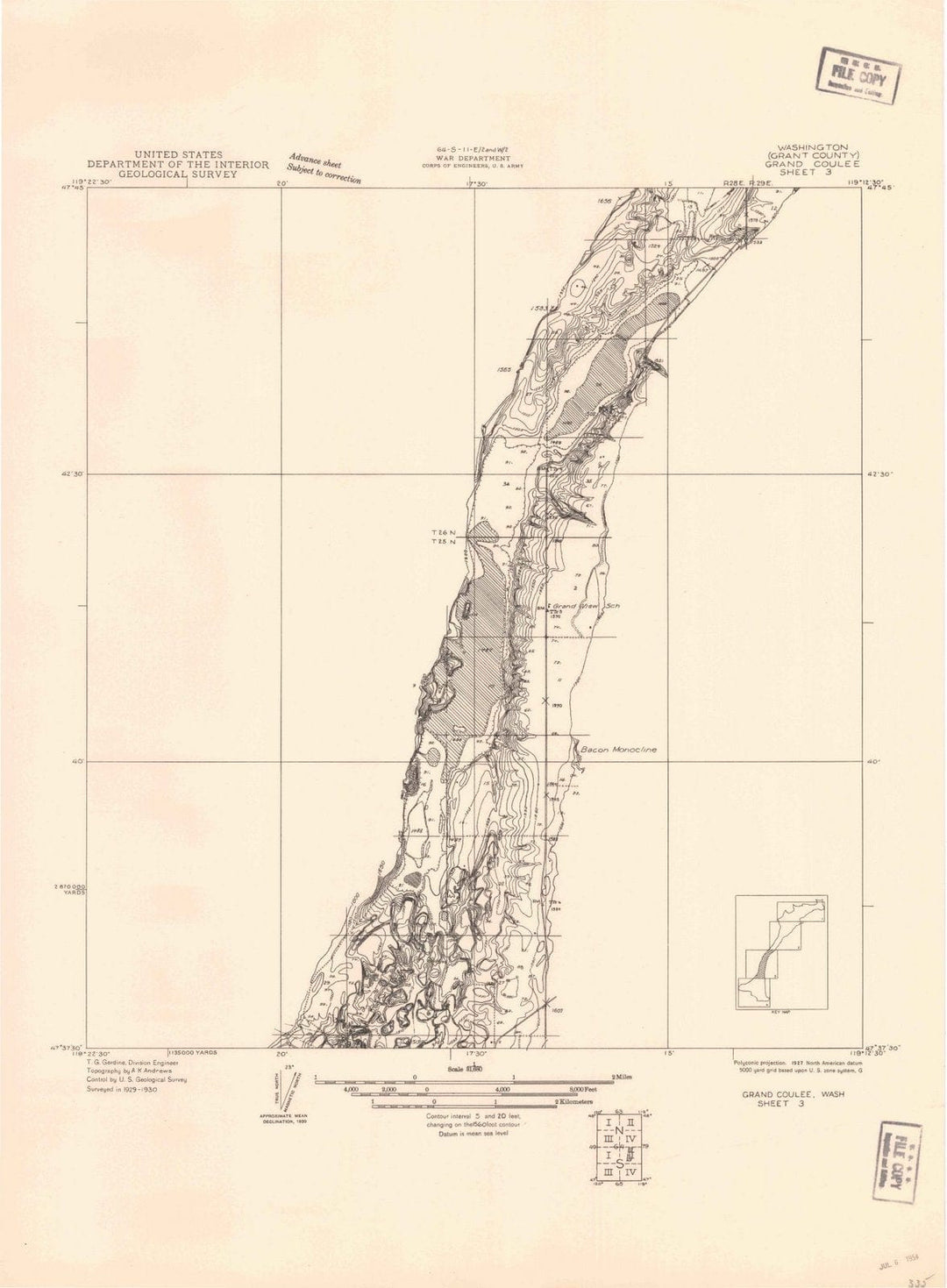 1930 Grand Coulee Sheet 3, WA - Washington - USGS Topographic Map