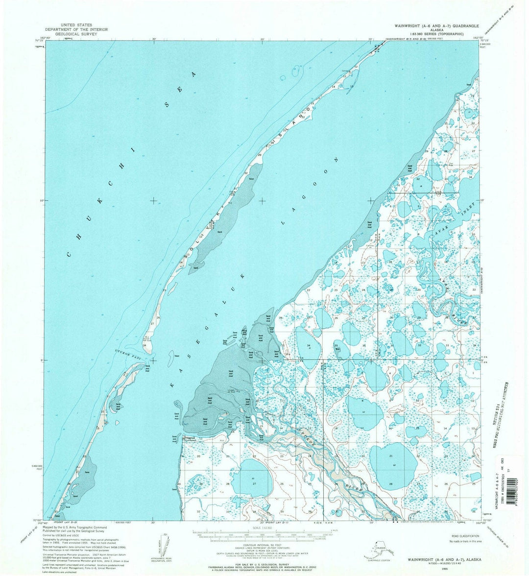 1955 Wainwright, AK - Alaska - USGS Topographic Map5