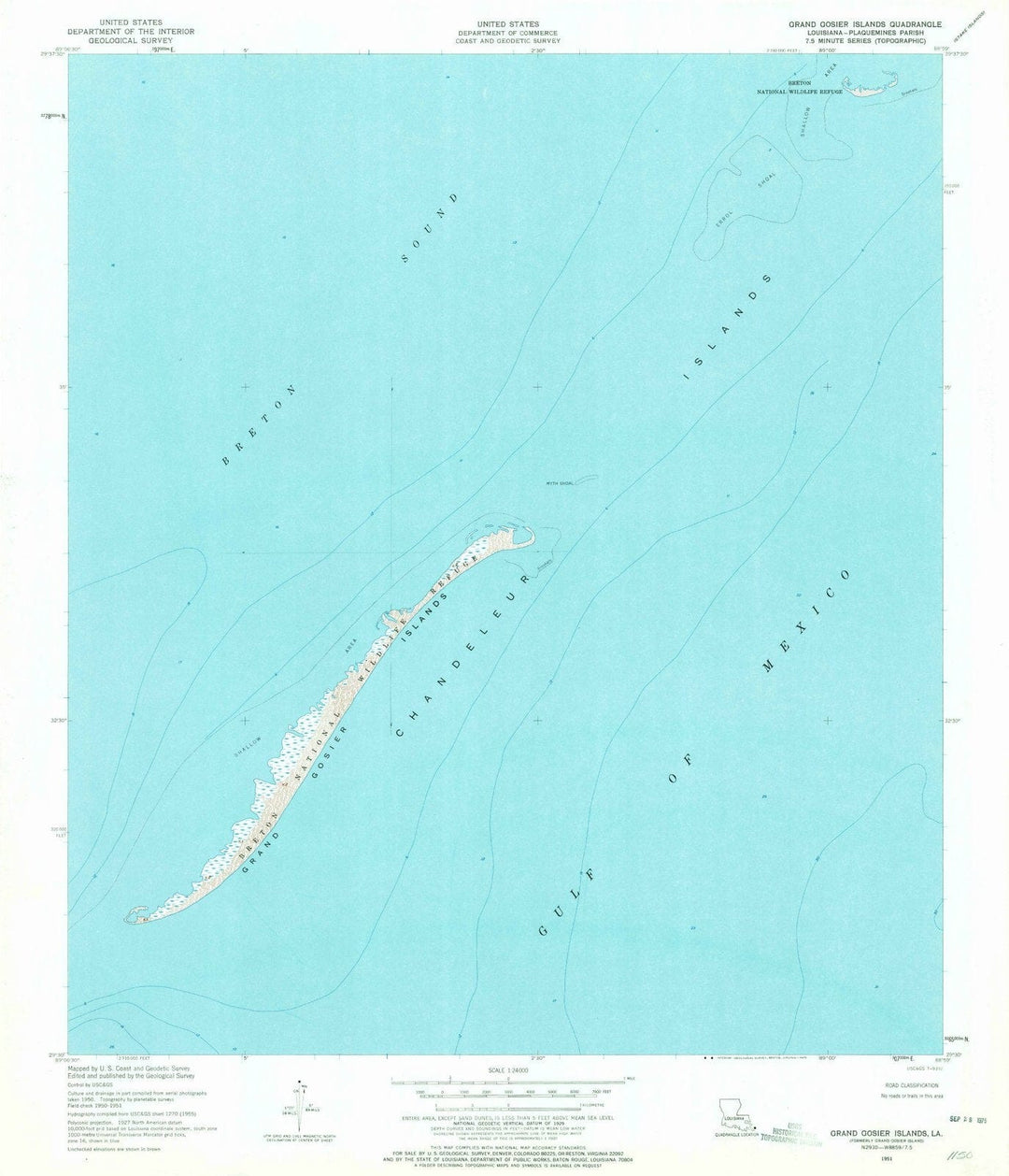 1951 Grand Gosier Islands, LA - Louisiana - USGS Topographic Map