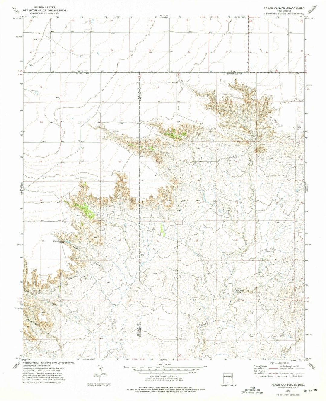 1973 Peach Canyon, NM - New Mexico - USGS Topographic Map