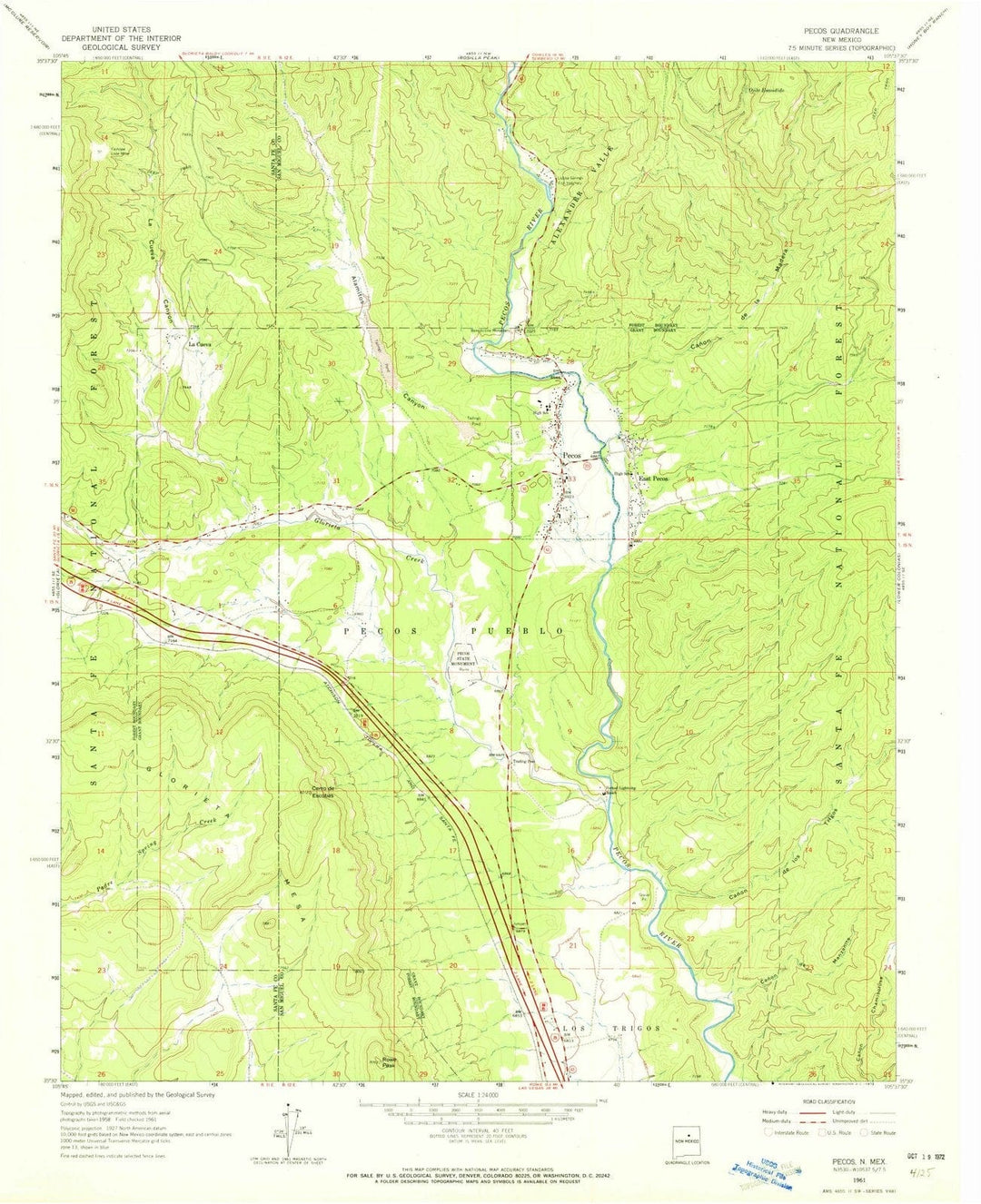 1961 Pecos, NM - New Mexico - USGS Topographic Map