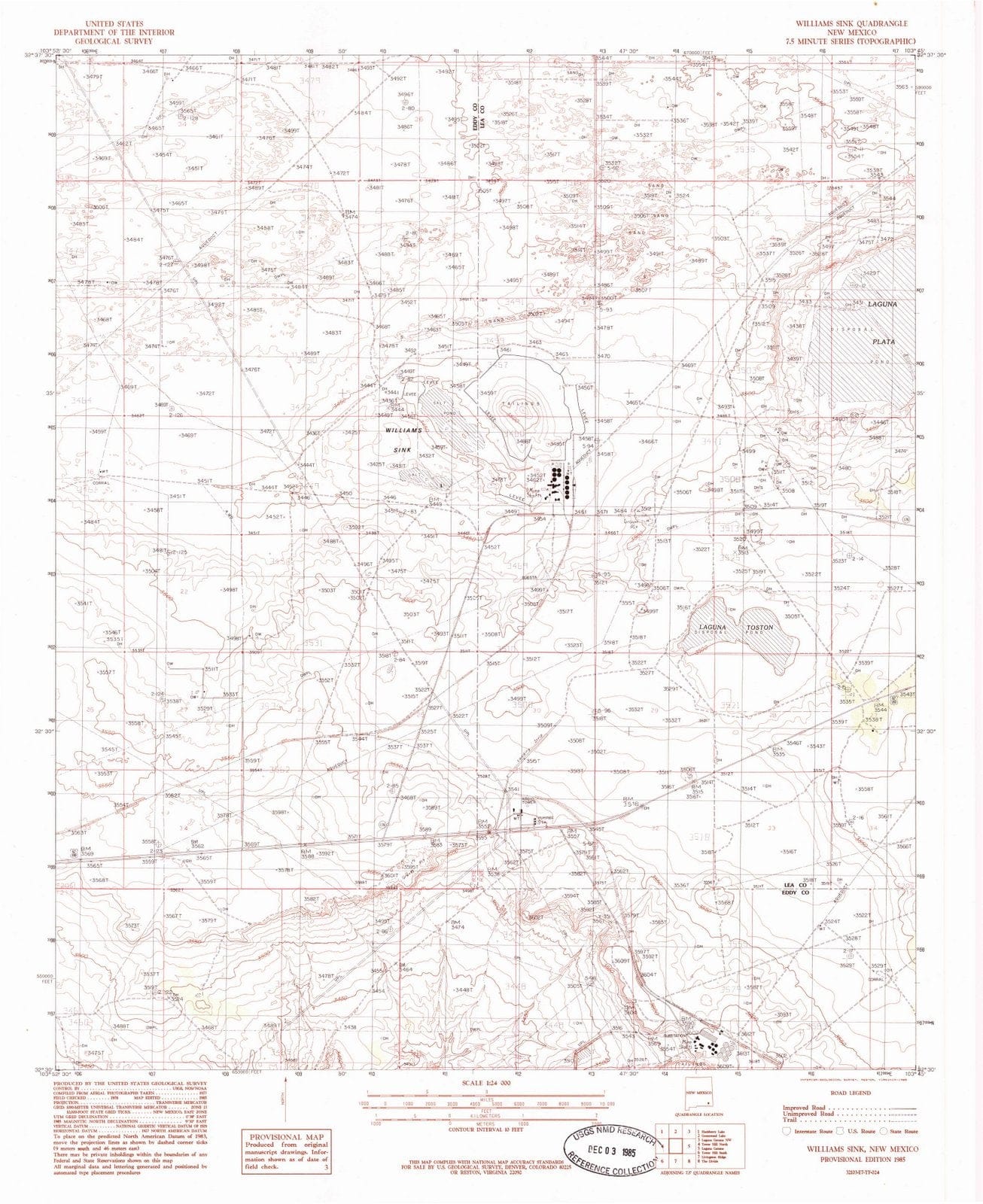 1985 Williams Sink, NM - New Mexico - USGS Topographic Map