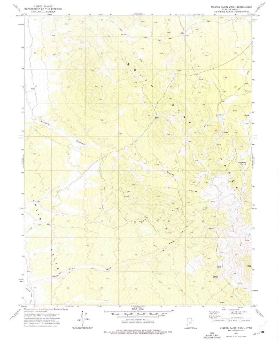 1972 Miners Cabin Wash, UT - Utah - USGS Topographic Map