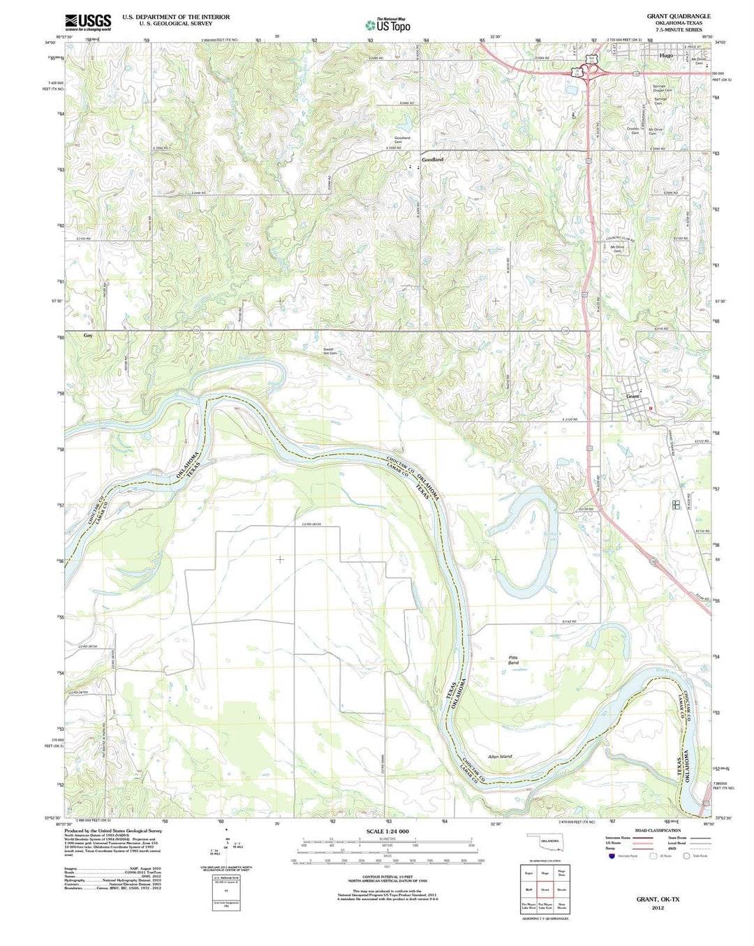 2012 Grant, OK - Oklahoma - USGS Topographic Map