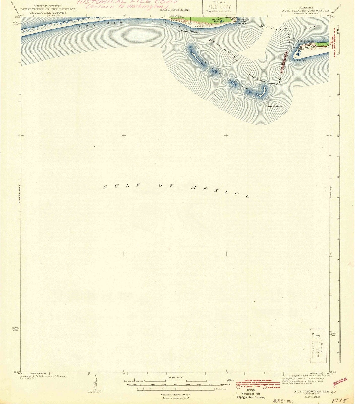 1942 Fort Morgan, AL - Alabama - USGS Topographic Map