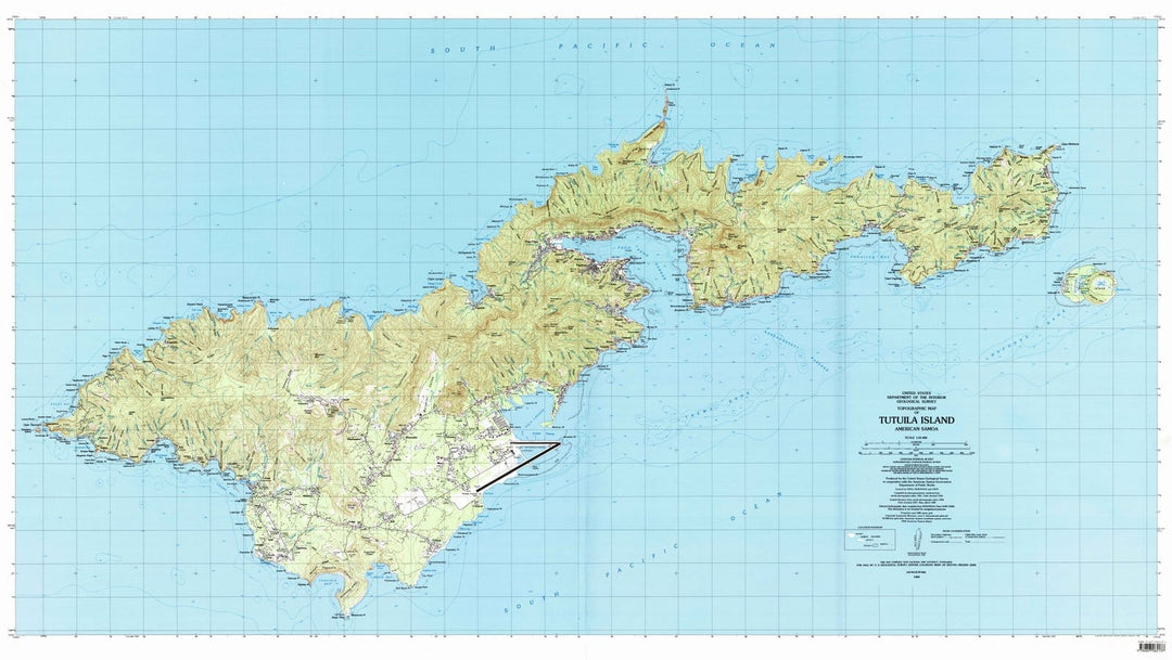 1989 Tutuila Island, AS - American Samoa - USGS Topographic Map