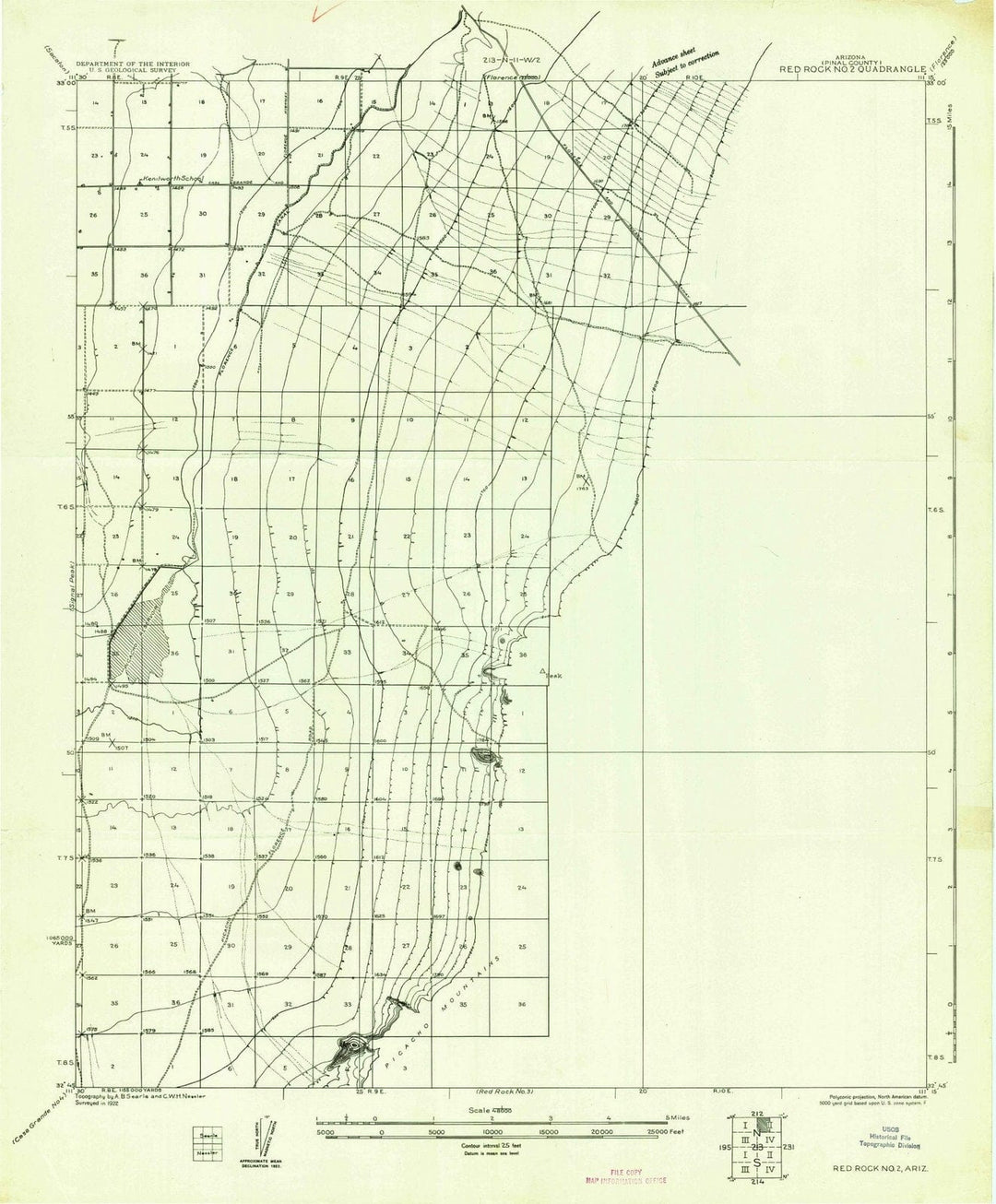 1922 Red Rock No 2, AZ - Arizona - USGS Topographic Map