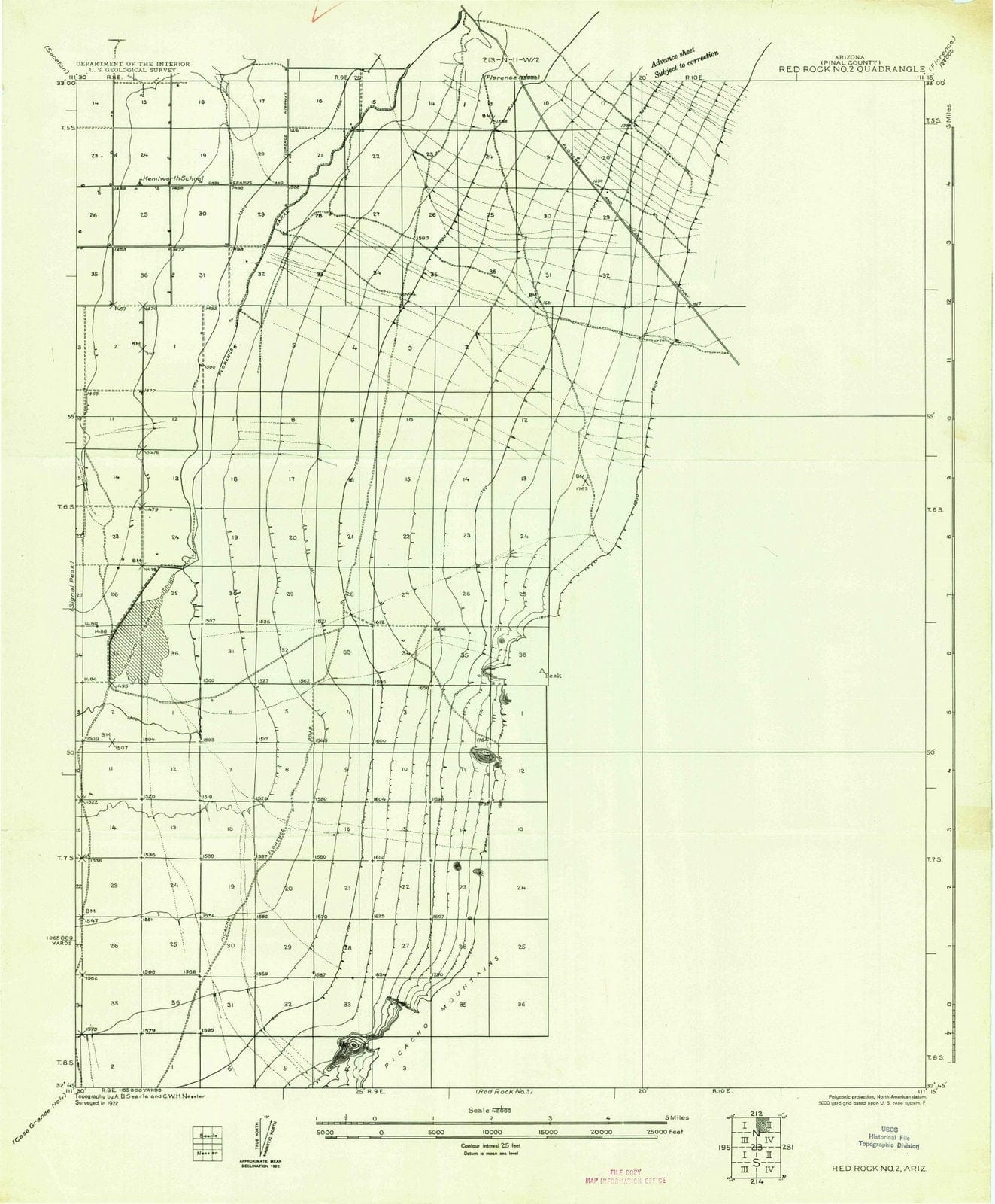 1922 Red Rock No 2, AZ - Arizona - USGS Topographic Map