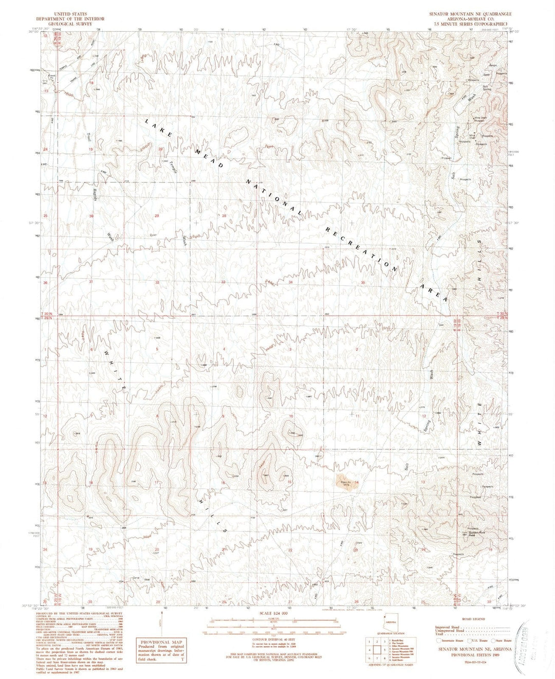 1989 Senator Mountain, AZ - Arizona - USGS Topographic Map v4