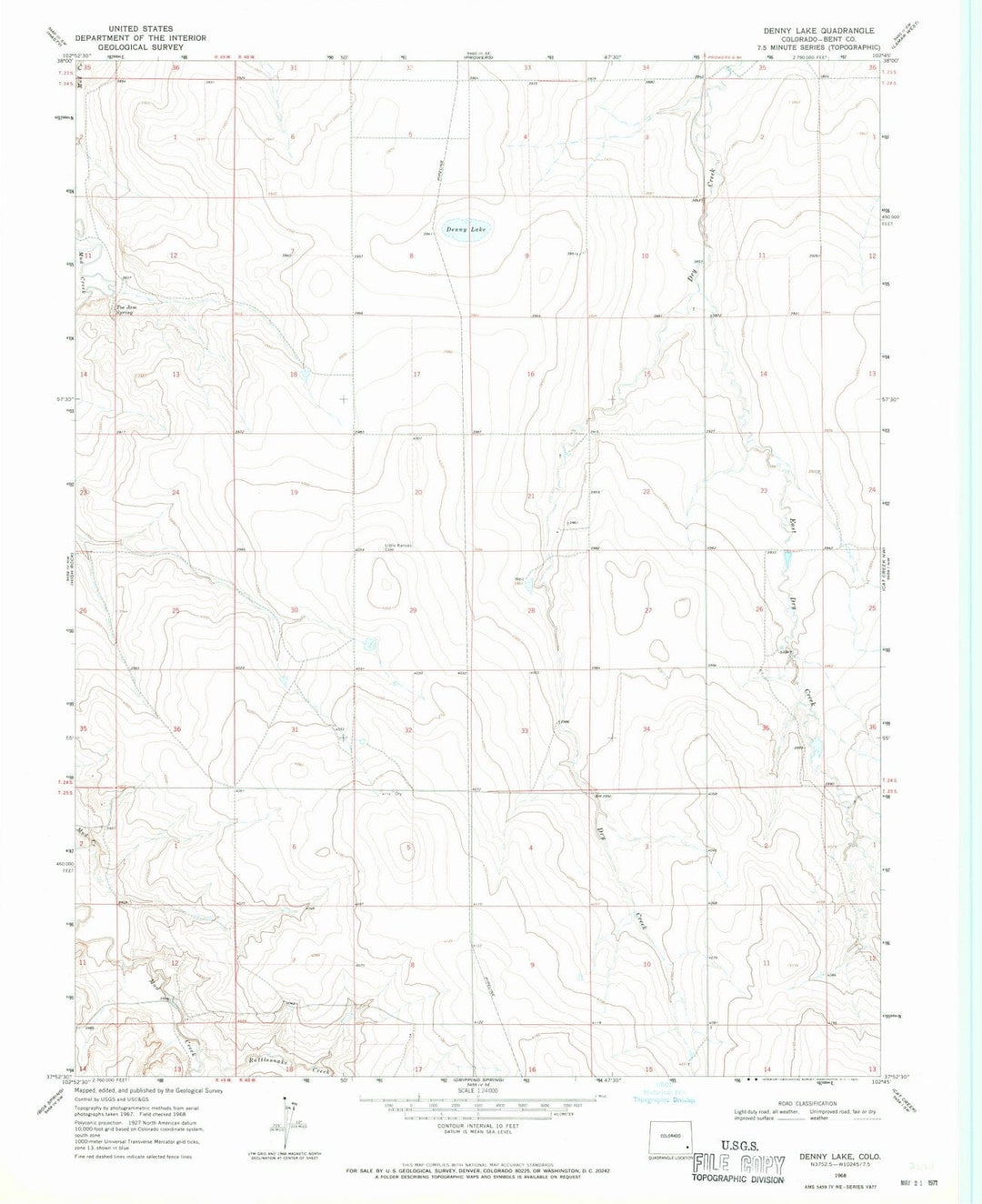 1968 Denny Lake, CO - Colorado - USGS Topographic Map