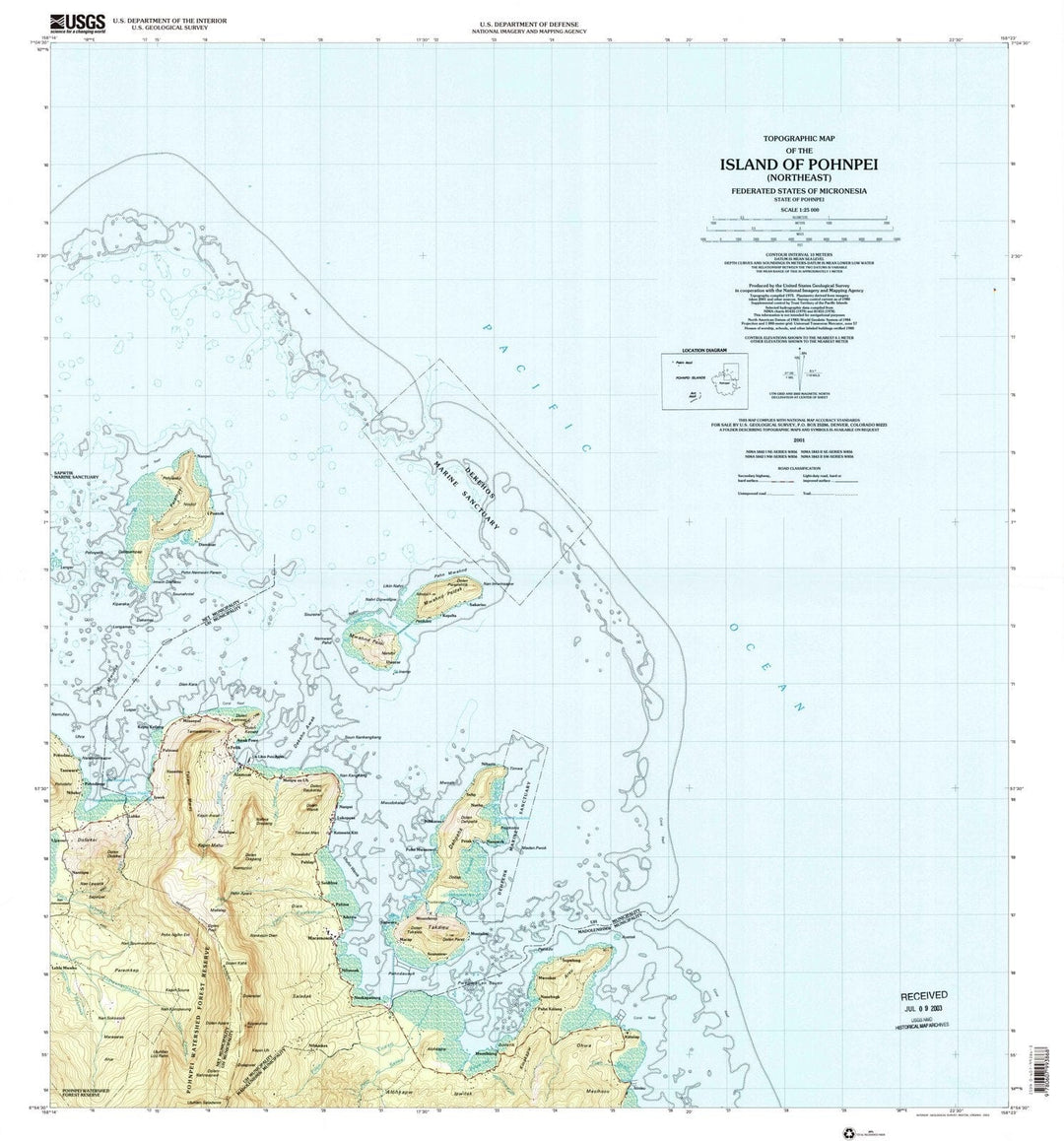 2001 Island of Pohnpei (Northeast), FM - Micronesia - USGS Topographic Map