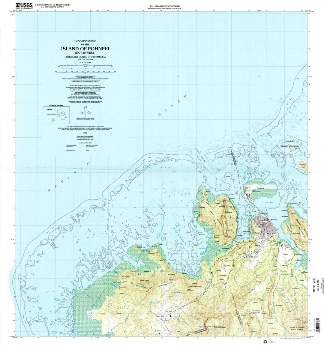 2001 Island of Pohnpei (Northwest), FM - Micronesia - USGS Topographic Map