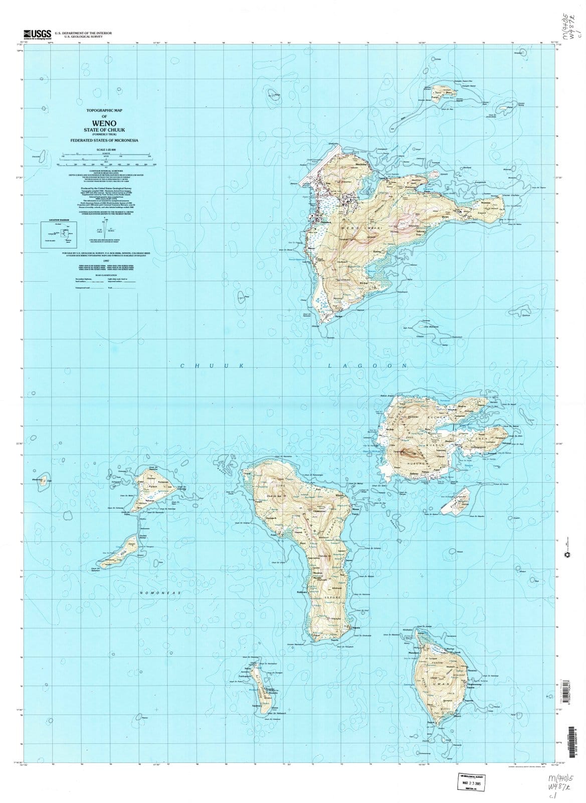 1997 Weno, FM - Micronesia - USGS Topographic Map