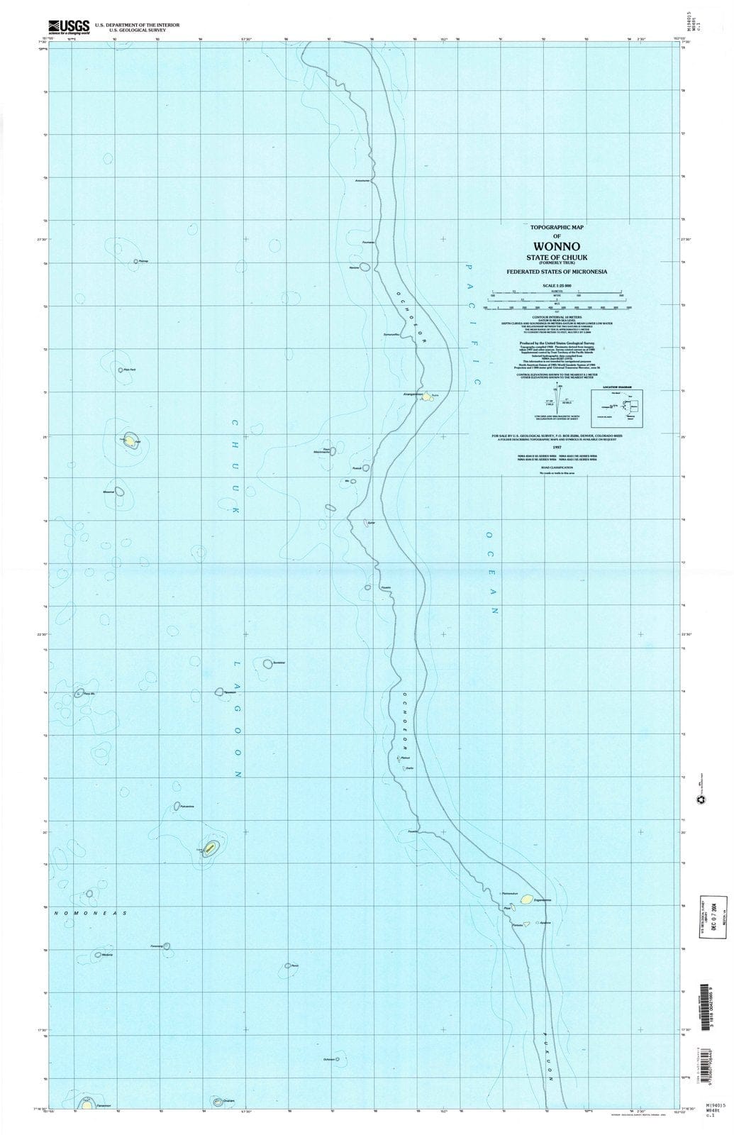 1997 Wonno, FM - Micronesia - USGS Topographic Map