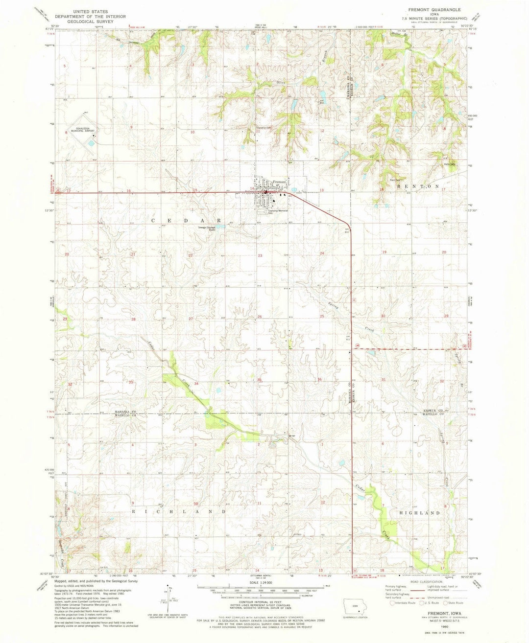 1980 Fremont, IA - Iowa - USGS Topographic Map