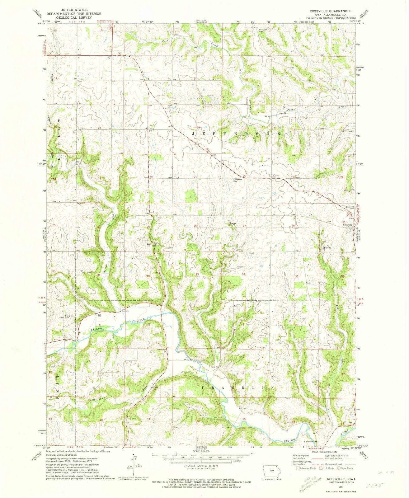 1971 Rossville, IA - Iowa - USGS Topographic Map