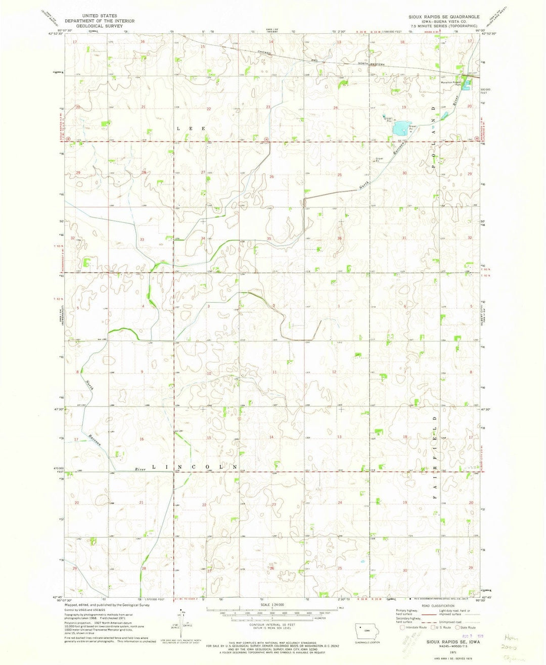 1971 Sioux Rapids, IA - Iowa - USGS Topographic Map