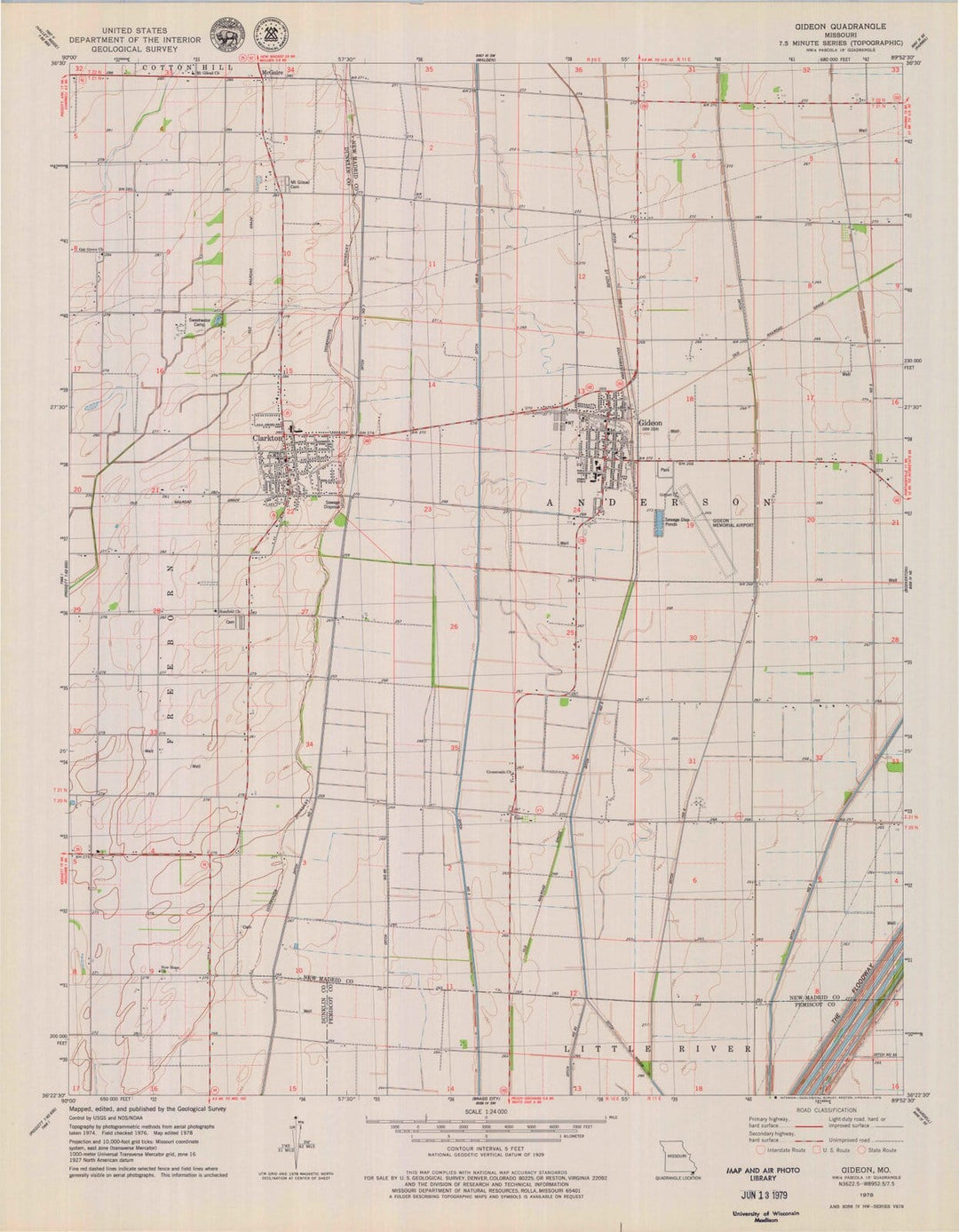 1978 Gideon, MO - Missouri - USGS Topographic Map