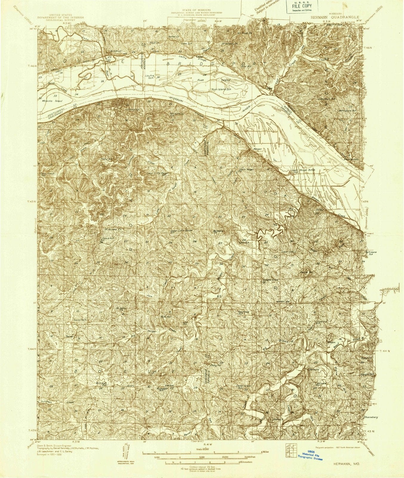 1936 Hermann, MO - Missouri - USGS Topographic Map