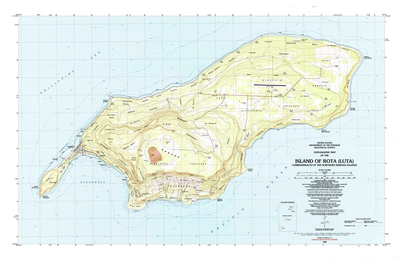 1983 Island of Rota (Luta), MP - Mariana Islands - USGS Topographic Map