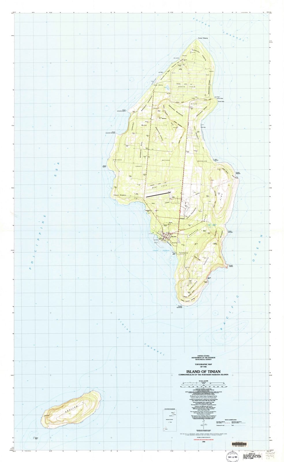 1983 Island of Tinian, MP - Mariana Islands - USGS Topographic Map