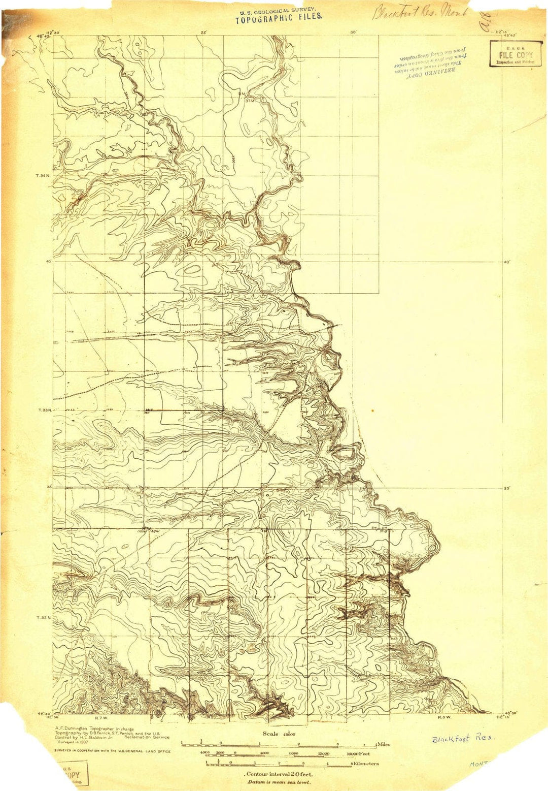 1907 Blackfoot Res, MT - Montana - USGS Topographic Map