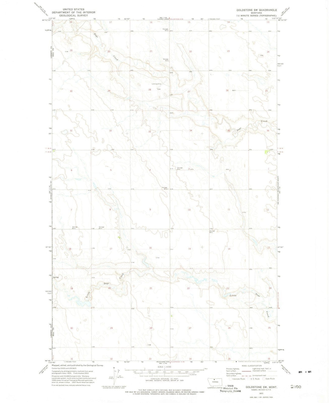 1972 Goldstone, MT - Montana - USGS Topographic Map v2