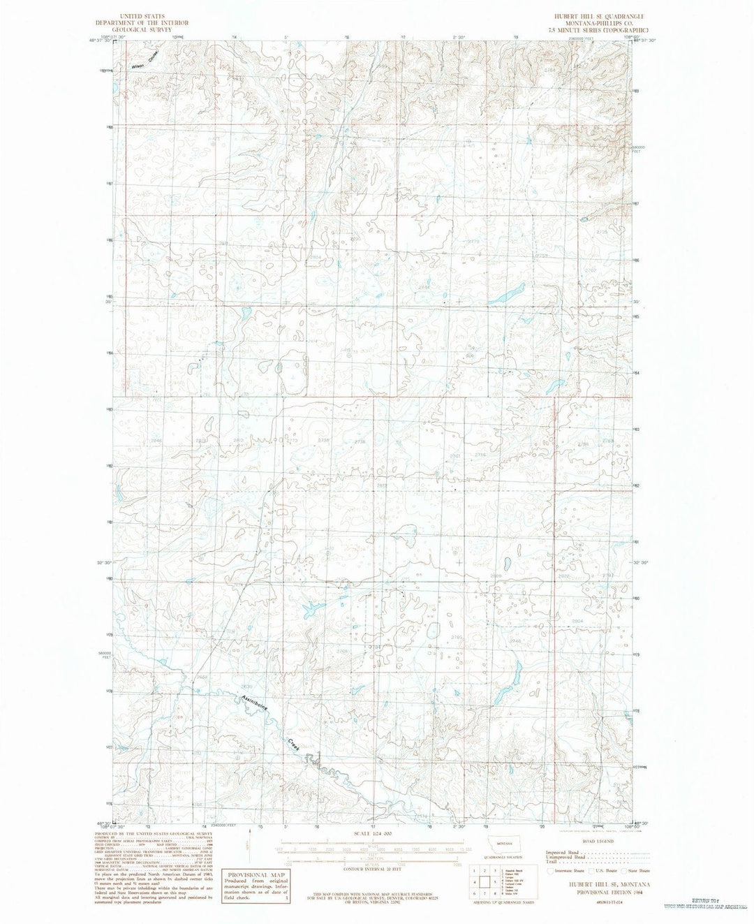 1984 Hubert Hill, MT - Montana - USGS Topographic Map v2