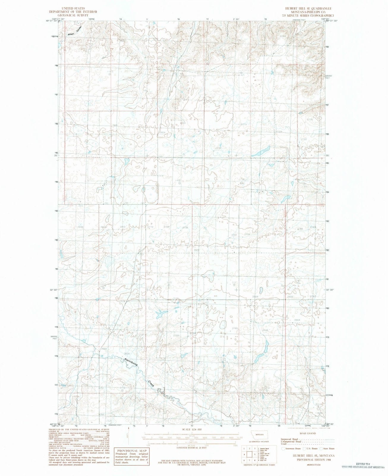 1984 Hubert Hill, MT - Montana - USGS Topographic Map v2