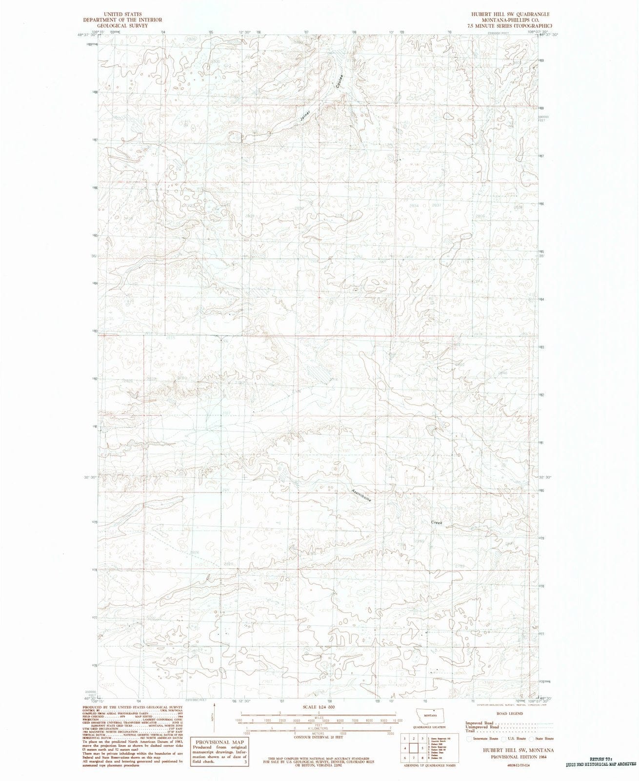 1984 Hubert Hill, MT - Montana - USGS Topographic Map v3