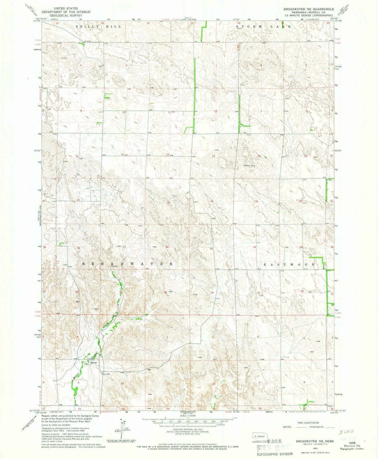 1965 Broadwater, NE - Nebraska - USGS Topographic Map