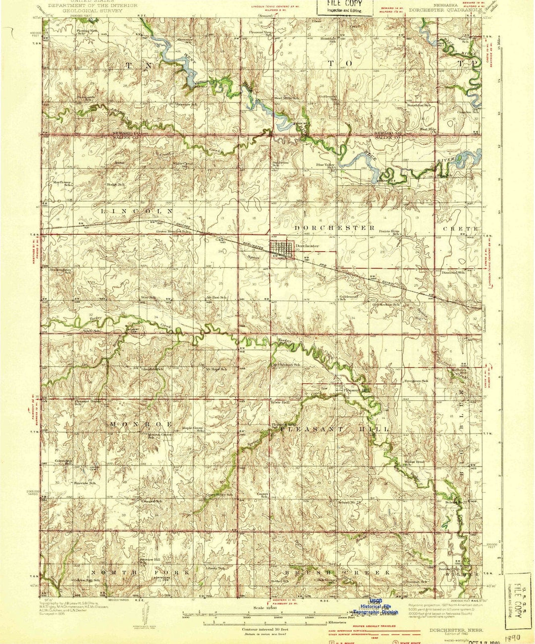 1940 Dorchester, NE - Nebraska - USGS Topographic Map