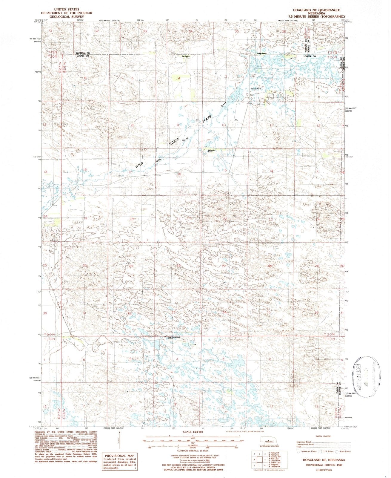 1986 Hoagland, NE - Nebraska - USGS Topographic Map v2