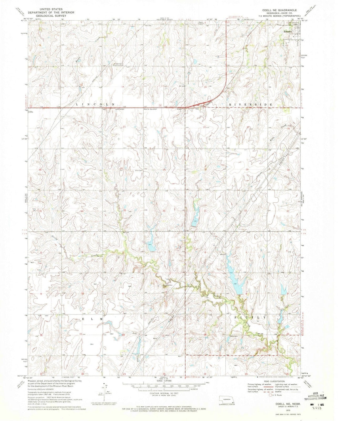 1970 Odell, NE - Nebraska - USGS Topographic Map