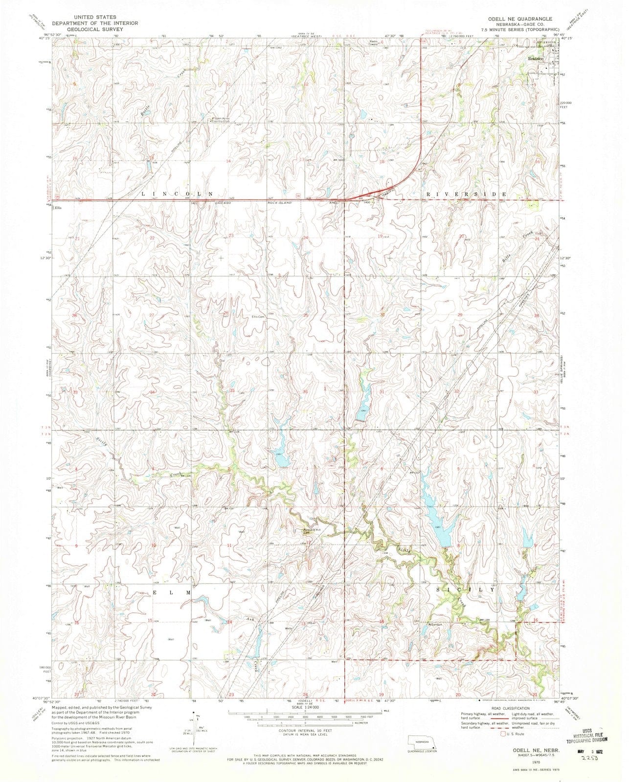 1970 Odell, NE - Nebraska - USGS Topographic Map