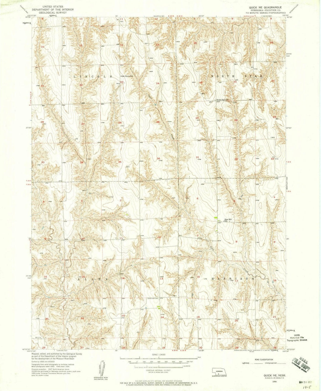 1956 Quick, NE - Nebraska - USGS Topographic Map