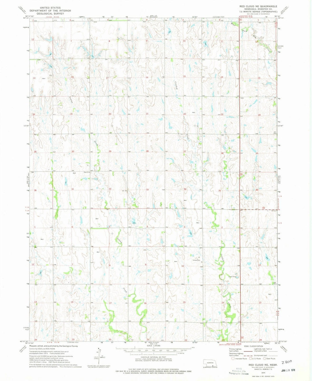 1974 Red Cloud, NE - Nebraska - USGS Topographic Map