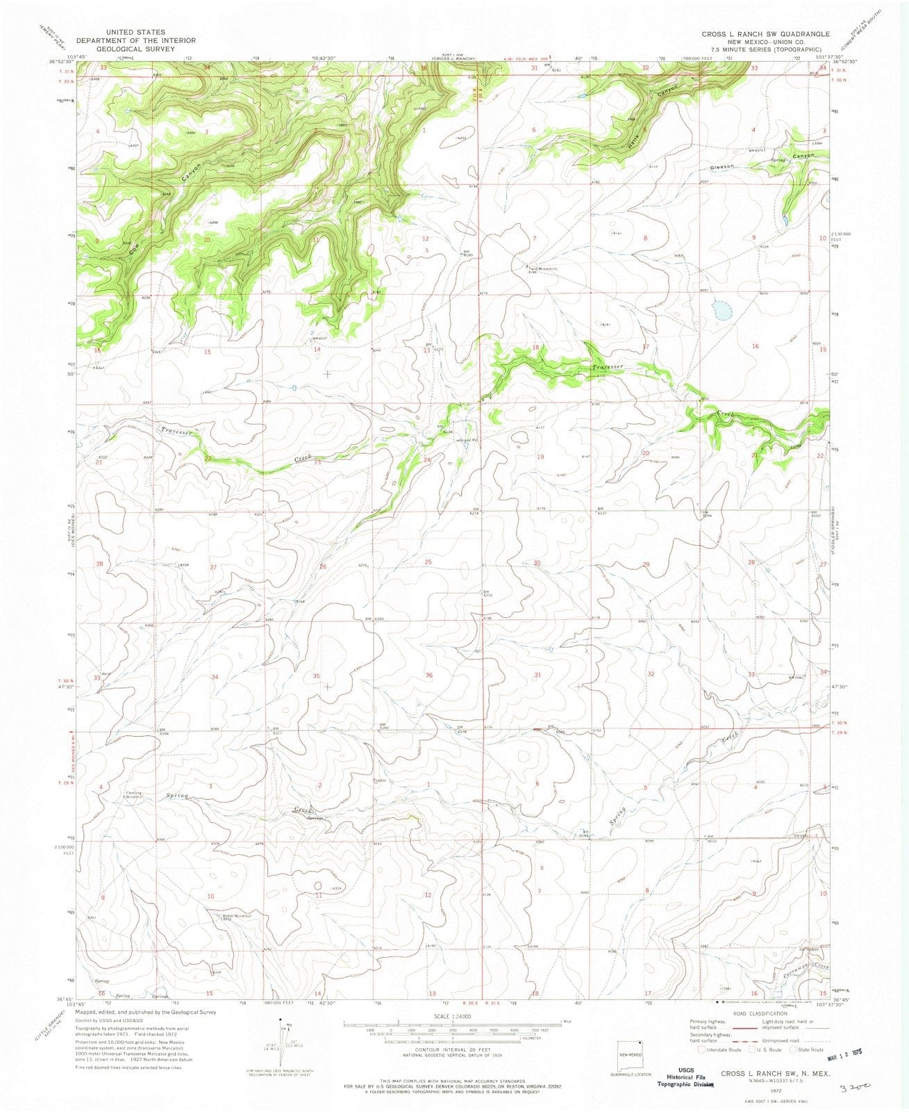 1972 Cross L Ranch, NM - New Mexico - USGS Topographic Map v2