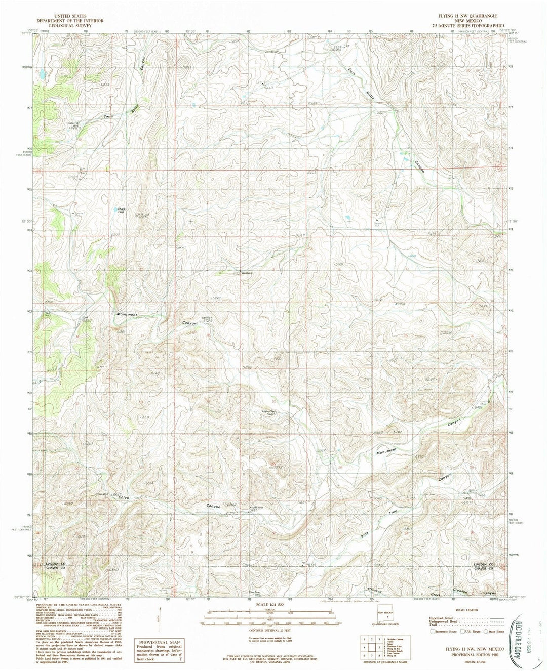 1989 Flying H, NM - New Mexico - USGS Topographic Map v3