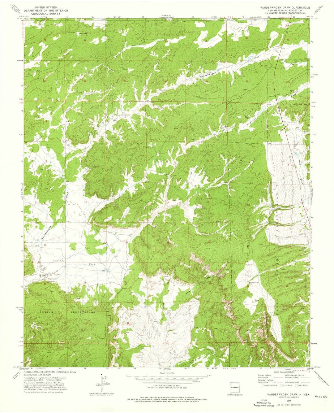 1972 Vanderwagenraw, NM - New Mexico - USGS Topographic Map