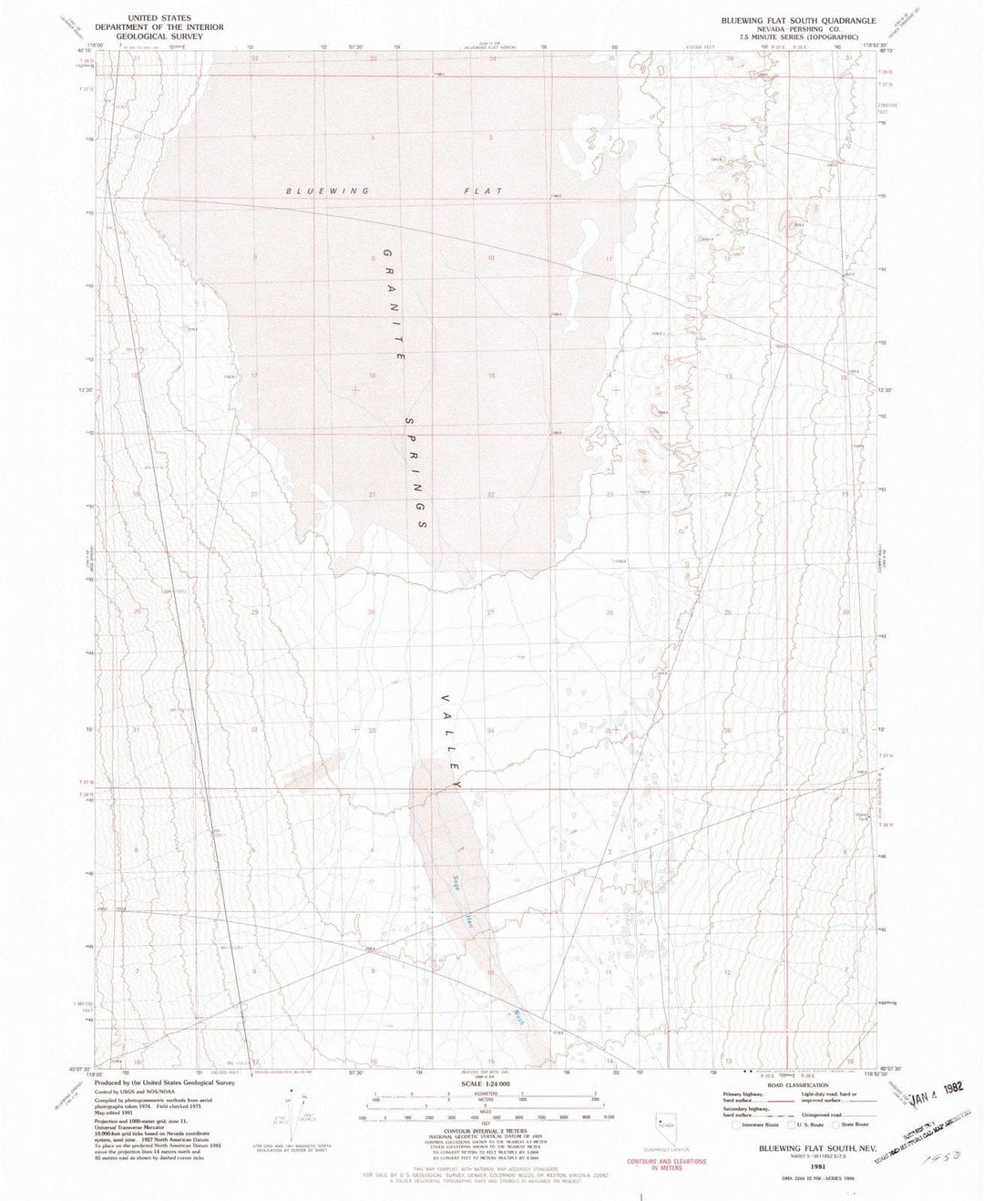 1981 Bluewing Flat South, NV - Nevada - USGS Topographic Map