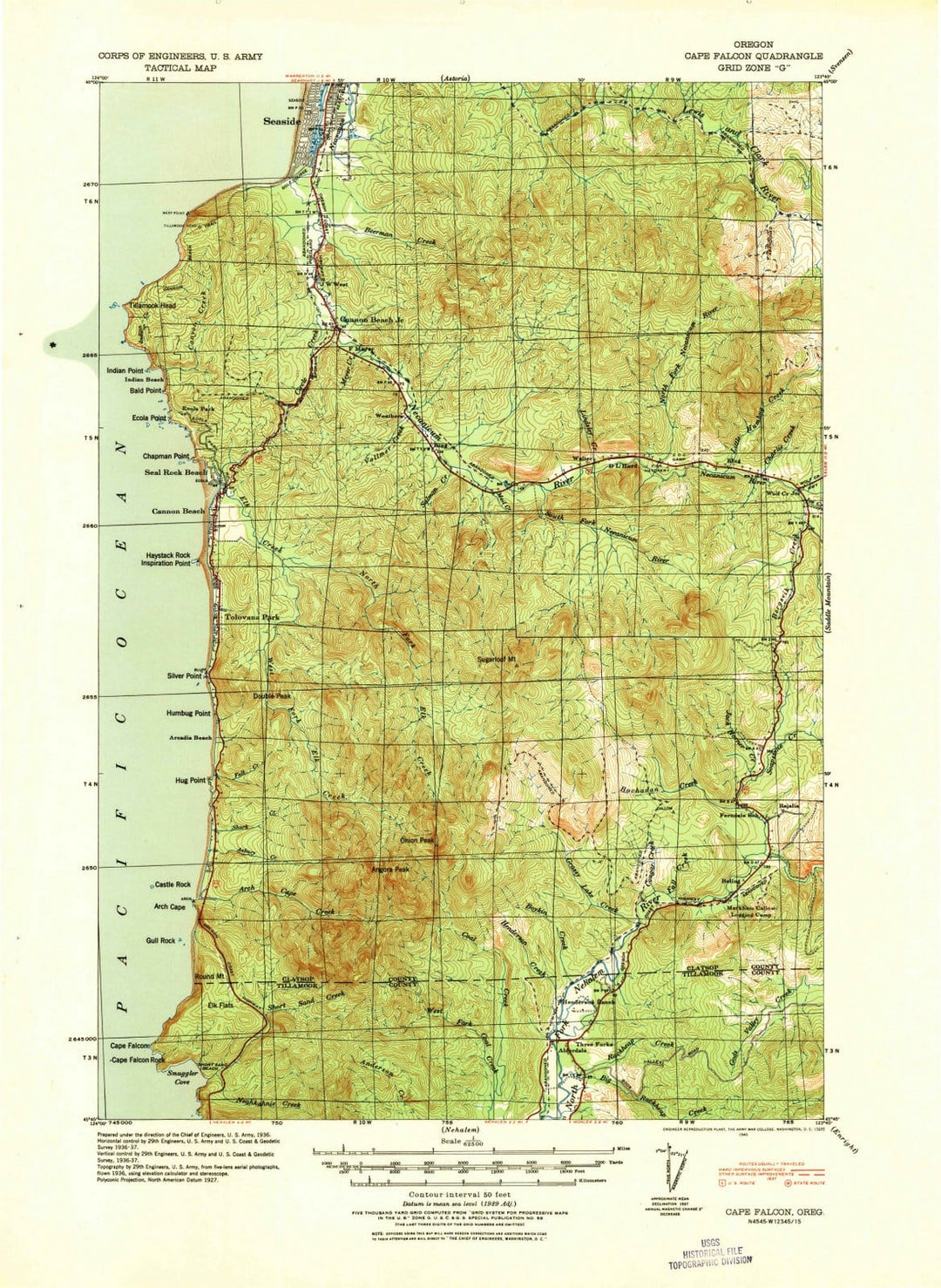 1940 Cape Falcon, OR - Oregon - USGS Topographic Map