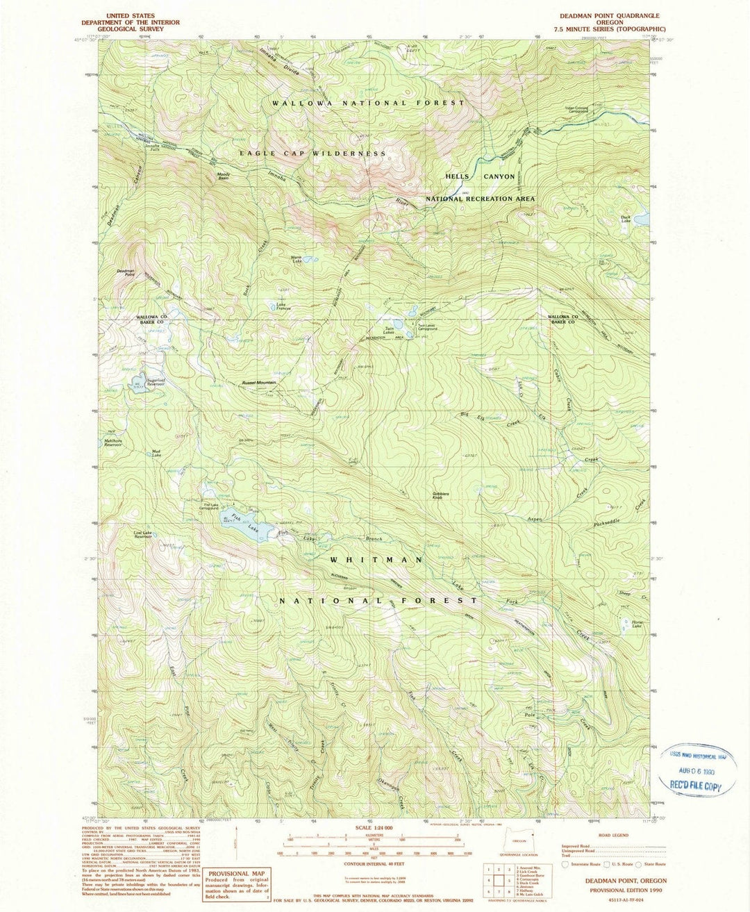 1990 Deadman Point, OR - Oregon - USGS Topographic Map