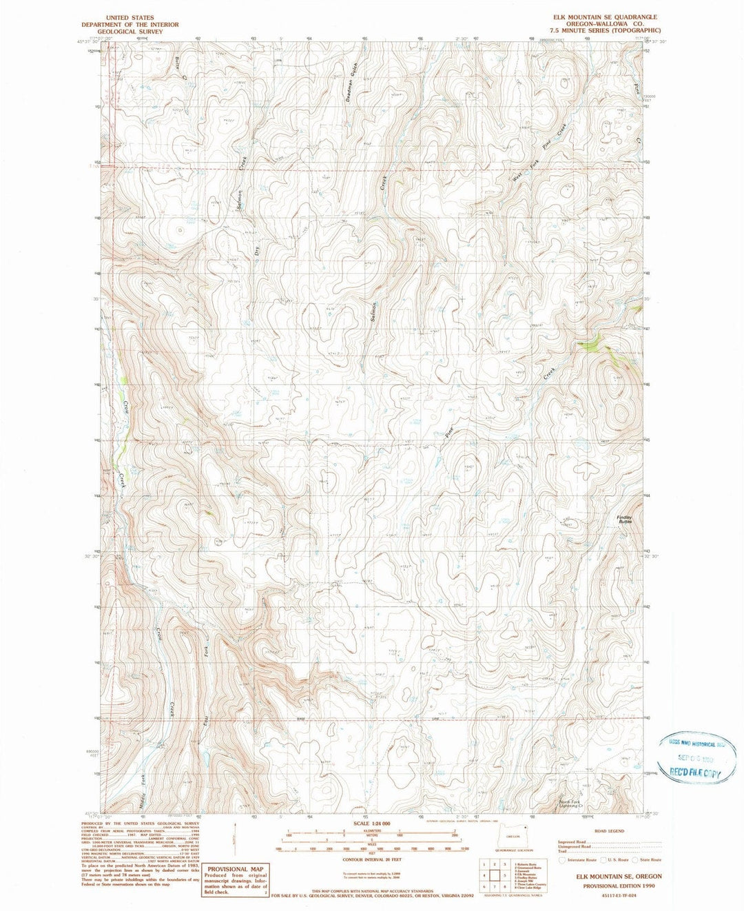 1990 Elk Mountain, OR - Oregon - USGS Topographic Map v2