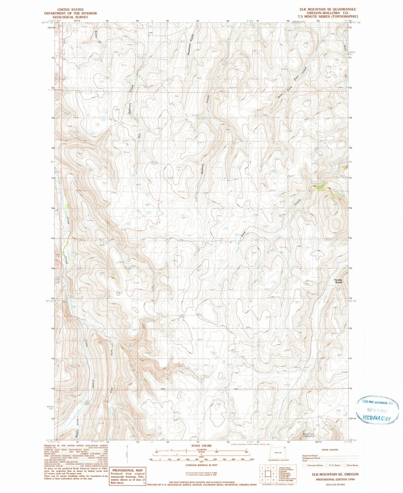 1990 Elk Mountain, OR - Oregon - USGS Topographic Map v2